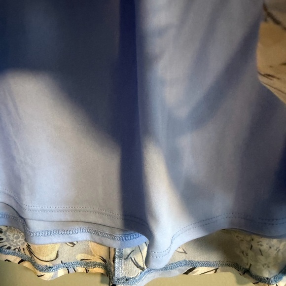 Cocomo Women's size L lined mesh floral blouse Blue work casual 3/4 tab sleeve - Picture 5 of 15